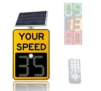 Panneau solaire radar de vitesse avec télécommande, affichage de rétroaction LED pour la sécurité routière, contrôle de la circulation de quartier, 49,8 x 69,8 cm, orange