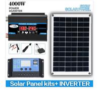 PANNEAU SOLAIRE - WOODOURS - Kit onduleur solaire 6000W, panneau 600W, système 110V, noir 4000W KIT PHOTOVOLTAIQUE