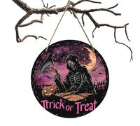 Panneau squelette d'Halloween - de sorcière d'Halloween pour maison hantée - Décoration murale à suspendre en bois - Décoration d'Halloween effrayante pour la maison - Panneau de porte