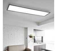 Panneau structure en aluminium plafonnier de forme rectangulaire blanc graphite plafonnier ultra-plat très lumineux, LED 24 watt 1500 lumens 3000K blanc chaud, LxlxH 80x20x7,5cm, couloir bureau
