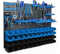 Panneau suspendu pour outils 115 x 78 cm avec 44 pcs Boîte Bleue et Noire