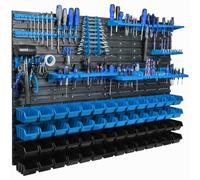 Panneau suspendu pour outils 115 x 78 cm avec 56 pcs Boîte Bleue et Noire