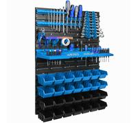 Panneau suspendu pour outils 58 x 78 cm avec 28 pcs Boîte Bleue et Noire