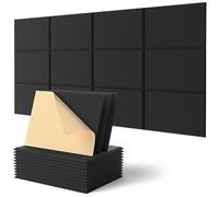 Panneaux Acoustiques Autocollante Dalle Murale pour Chambre, Noir | Rectangulaires Décoratifs pour Home, Réduit les Échos, Acoustic Panels, Plaque pour Mur et Porte, 12 Pièces, 1,44 m²