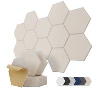 Panneaux Acoustiques Hexagone Autocollante Dalle Murale pour Bureau, Beige | Réduction des Échos, Acoustic Panels, Plaque pour Home Office et Chambre, Mur et Porte, 12 Pièces, 0,7 m²