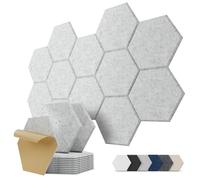 Panneaux Acoustiques Hexagone Autocollante Dalle Murale pour Bureau, Gris | Réduction des Échos, Acoustic Panels, Plaque pour Home Office et Chambre, Mur et Porte, 12 Pièces, 0,7 m²
