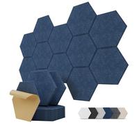 Panneaux Acoustiques Hexagone Autocollante Dalle Murale pour Chambre | Décoratifs pour Gaming, Réduit les Échos, Acoustic Panels, Plaque pour Mur et Porte, 12 Pièces, 0,7 m², Bleu foncé