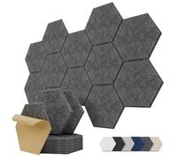 Panneaux Acoustiques Hexagone Autocollante Dalle Murale pour Chambre | Décoratifs pour Gaming, Réduit les Échos, Acoustic Panels, Plaque pour Mur et Porte, 12 Pièces, 0,7 m², Gris foncé