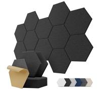Panneaux Acoustiques Hexagone Autocollante Dalle Murale pour Chambre, Noir | Décoratifs pour Gaming, Streaming, Réduit les Échos, Acoustic Panels, Plaque pour Mur et Porte, 12 Pièces, 0,7 m²