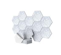 Panneaux acoustiques Relaxdays, 36 pièces, auto-adhésifs, hexagonaux, 30 x 26 cm, isolation phonique, déco gaming, gris.