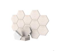 Panneaux acoustiques Relaxdays, 36 pièces, autocollants, hexagonaux, 30 x 26 cm, réduction de bruit, déco gaming, beige