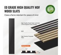 Panneaux acoustiques SucceBuy en lamelles de bois, 20,1 x 249,6 cm, panneaux muraux en MDF imitation bois pour une décoration intérieure moderne, isolation phonique, panneaux imitation bois, chêne noi