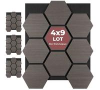 Panneaux acoustiques - TECTAKE - panneaux phoniques sonic shield, découpables, placage bois véritable, 76 x 62 x 1,8 cm - chêne gris
