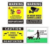 Panneaux d'avertissement : "Présence de chiens" et "Surveillance vidéo" - Lot de 4