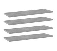 vidaXL 4X Panneaux de Bibliothèque Panneaux d’Étagère à Livres Plaques d’Étagère de Rangement Mural Décoration Gris Béton 60x20x1,5 cm Aggloméré