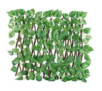 Panneaux de couverture bois Clôture de simulation réglable Feuilles vertes artificielles Clôture Filet Rotin la décoration jardin