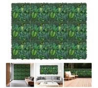 Panneaux de mur végétal artificiel - Kit de mur végétal composé de 12 pièces - Feuilles de Monstera et de Pilea multicouches - Base en herbe - Système d'assemblage facile - Décoration pour intérieurs