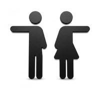Panneaux de Porte de Toilettes pour Homme et Femme, Panneau WC, Panneau de Toilettes en Acrylique Noir Autocollant, WC Signalétique, pour Hôtels, Restaurants, Centres Commerciaux, Bars, 1 Pairs