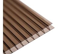 Panneaux de Serre en Polycarbonate Double Couche, 48 pièces, Toit de Remplacement, pour serres et tonnelles d'extérieur (Marron, 50 x 50 cm - 4 mm)