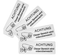 Panneaux de surveillance vidéo - 4 pièces, 8,5 x 3 cm, adhésifs et en acier inoxydable
