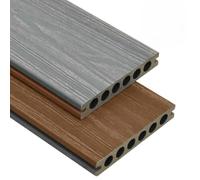 Panneaux de Terrasse WPC 10 m² 2,2 m Marron/Gris | Bois plastique composite, résistant à l'eau, 23 mm, coextrusion, texture bois, patios, balcons, piscine, spa