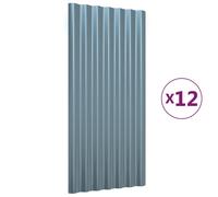 Panneaux de toit 12 pcs Acier galvanisé Gris 80x36 cm