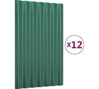 Panneaux de toiture 12 pcs Acier galvanisé Vert 60x36 cm