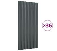 Panneaux de toiture 36 pcs Acier galvanisé Anthracite 80x36 cm