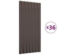 Panneaux de toiture 36 pcs Acier galvanisé Brun 80x36 cm