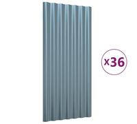 Panneaux de toiture 36 pcs Acier galvanisé Gris 80x36 cm