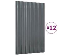 Panneaux de toiture en acier galvanisé - GKO - Anthracite - 60x36 cm - Épaisseur 0,23 mm - Lot de 12