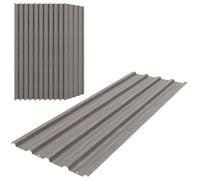 Panneaux en acier galvanisé - Outsunny - lot de 12 - résistant aux intempéries - 129 x 45 cm - acier galvanisé effet bois gris clair