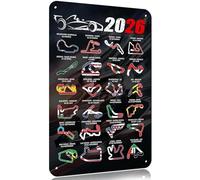 Panneaux métalliques Grand Prix Circuit F1 Cadeaux Art mural vintage F1 Affiches Cadeau noir 2026 pour les fans de Formule 1 Cadeaux pour Man Cave, maison, garages d'hommes, bureaux et salles de jeux