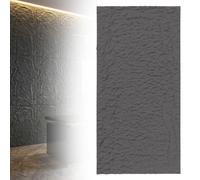 Panneaux muraux CEEDIR aspect pierre 3D en PU, lot de 2, 120 x 60 cm, 0,72 m², revêtement mural aspect pierre brute et roche, dalles décoratives pour murs d'intérieur, noir