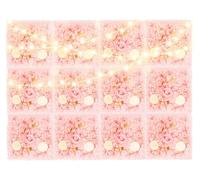 Panneaux muraux de fleurs artificielles - Lot de 12 - Roses, dahlias et hortensias réalistes en 3D - Toile de fond/brise-vue pour mariages et fêtes en plein air - Plastique et tissu - Rose
