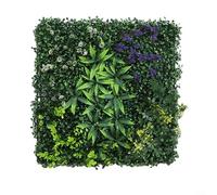 Panneaux muraux de gazon artificiel - 50 x 50 cm - Tapis mural en fausse haie pour décoration de balcon, carreaux de feuillage en plastique, clôture de verdure pour maison, jardin, café - Toile de
