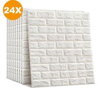 Panneaux muraux Happyment 3D noirs – 24 pièces – Carreaux muraux autocollants – Stickers muraux – Carreaux adhésifs – Résistants à l'eau – Pour salon et salle de bain – 70 x 77 cm