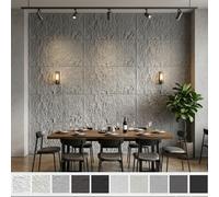 Panneaux muraux LZQ aspect pierre 3D, lot de 3 pièces, 120 x 60 cm, 0,72 m², revêtement mural en PU, aspect pierre de taille et roche, dalles décoratives pour murs intérieurs, salon, gris