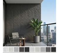 Panneaux muraux LZQ aspect pierre 3D, lot de 3 pièces, 120 x 60 cm, 0,72 m², revêtement mural en PU, aspect pierre de taille et roche, dalles en pierre, décoration murale, mur intérieur, salon, noir