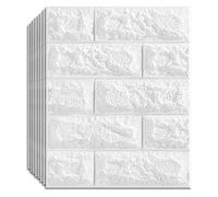 panneaux muraux, Panneau mural 3D, lot de 10, papier peint auto-adhésif en mousse PE imperméable, anti-collision, for salle bain(Blanco)