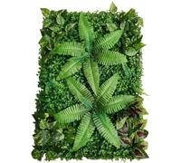 Panneaux muraux végétaux artificiels - Haie artificielle et tapis d'herbe - Lot de 9 - 40 x 60 cm - Plastique - Vert