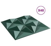 Panneaux muraux vidaXL, 48 pièces, motif Origami vert, 50 x 50 cm, mousse XPS