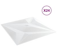 Panneaux muraux VidaXL « Étoile », 24 pièces, blanc, 50 x 50 cm, mousse XPS