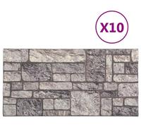 Panneaux muraux vidaXL, lot de 10, gris et blanc, 100 x 50 cm, mousse EPS