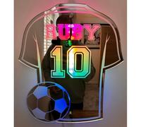 Panneaux néon de maillot de football personnalisés pour décoration murale avec nom et numéro personnalisés, panneau lumineux LED miroir pour chambre de garçons, bar, cave, décoration néon à intensité
