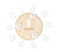 Panneaux Pour Bébé - Bois 5,91x5,91x0,39 Pouces Ensemble De 11 Pièces | Pierre Male Deel Blanc Circulaire Pour En Bois | Souvenir Du Premier Anniversaire Enfant Avec Tableau N