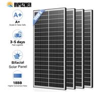 Panneaux solaires RVPOZWER 400W/200W/100W 12V double face monocristallins à haute efficacité 25,5% avec cellules 18BB pour toiture résidentielle 100W x 1