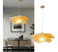 PANNN Suspension En Rotin Lustre Vintage De Style Fermier Style Bohème Pour Table À Manger Lamp Plafonnier LED Convient Pour Îlot De Cuisine Salle À Manger Salon Chambre À Coucher(Beige,60CM)