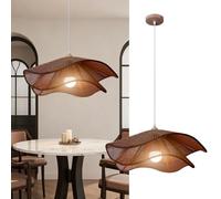 PANNN Suspension En Rotin Lustre Vintage De Style Fermier Style Bohème Pour Table À Manger Lamp Plafonnier LED Convient Pour Îlot De Cuisine Salle À Manger Salon Chambre À Coucher(marron,50CM)