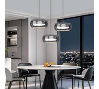 PANNN Suspension LED Contemporaine Lustre En Verre Fumé Lustre De Style Industriel Lamp Pour Table À Manger Réglable En Hauteur Convient Pour Salon Cuisine Chambre À Coucher Éclairage Décoratif(A3)